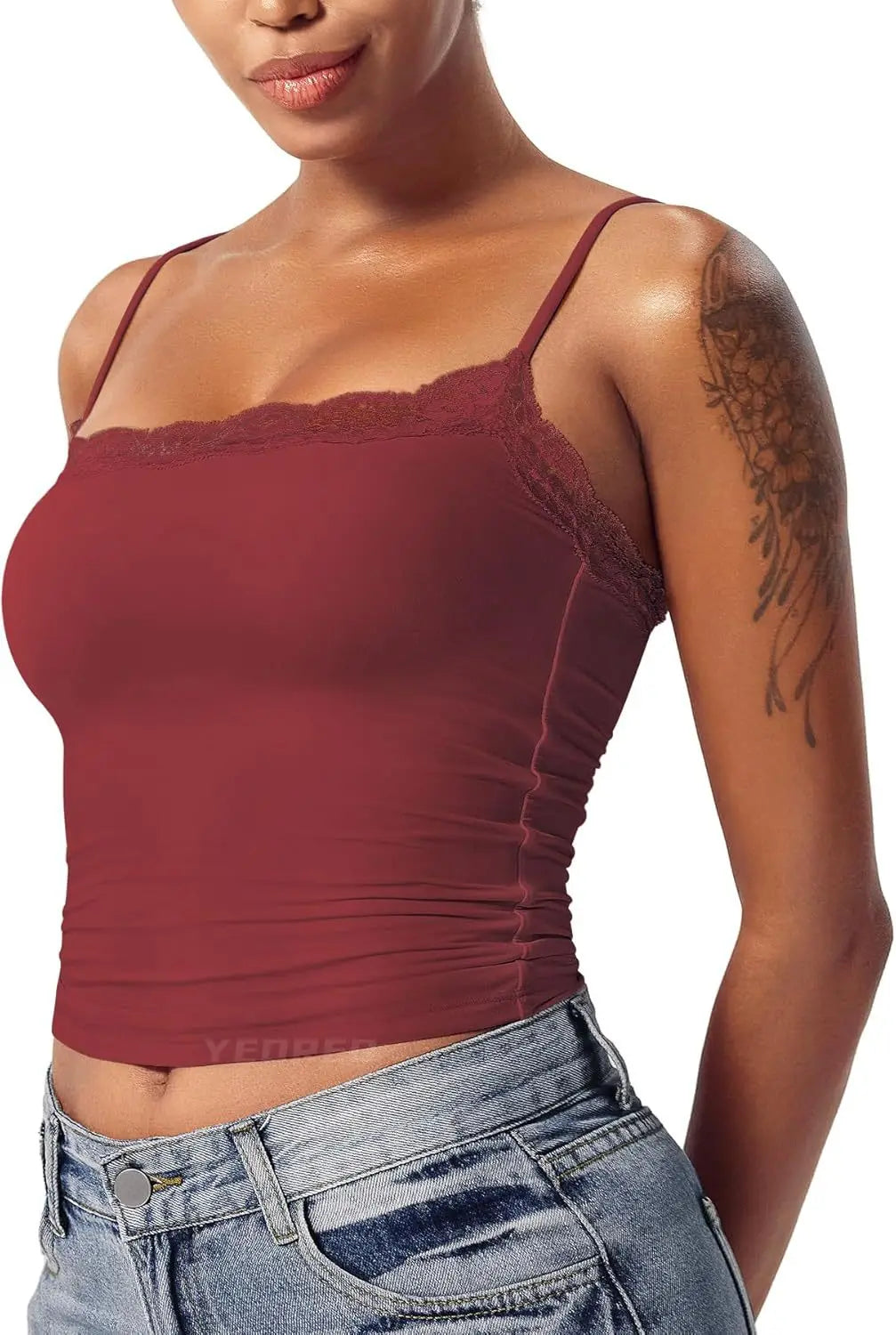 2025 Women Lace Tanks Top Spaghetti Strap Lace Square Neck Sleeveless Match Pants Soft Pullover Summer Camisole Women Clothes