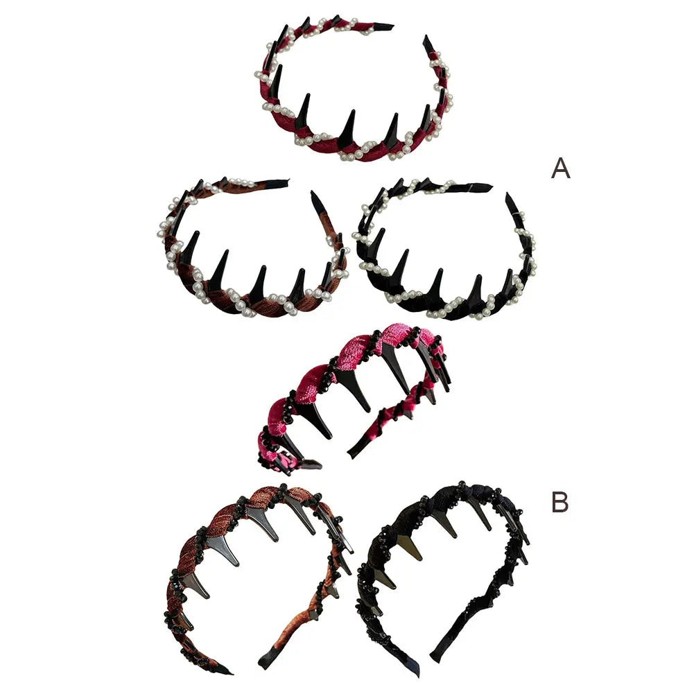 3Pcs Vintage Hairband with Teeth Decorative Hair Band Fashion Non-slip Hairband for Women Hair Accessories