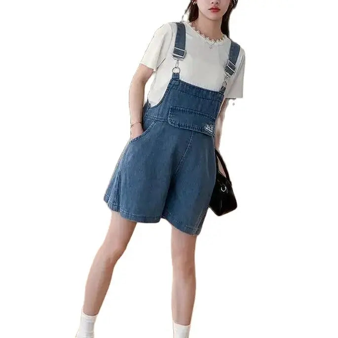 Denim Jumpsuit Rabbit Ears Cute Girl Chic Wide Legs High Waist Loose Korean Japan High Street Solid Jump Suits Women