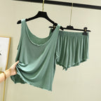 Casual Pyjama Pour Femme Summer Modal Tank Top Shorts Two-Piece Set Round Neck Sleeveless Home Wear Clothes Women Pajamas Suit