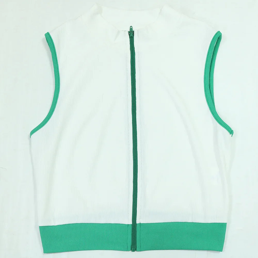 CM.YAYA Women's Set Sleeveless V-neck Vest  + Pleated Skirts 2025 Summer Cute Street Beach Two 2 Piece Sets Outfits Tracksuit