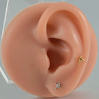 ASTM F136 Solid Titanium Internally Threaded Cross Cz Cartilage Earrings Stud Helix Tragus Lobe Piercing Labret Lip Ring Jewelry