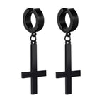 BONISKISS Men Women Stainless Steel Inverted Upside Down Cross Earring Church of Satan Temple Occult Satanic Witchy Stud Jewelry