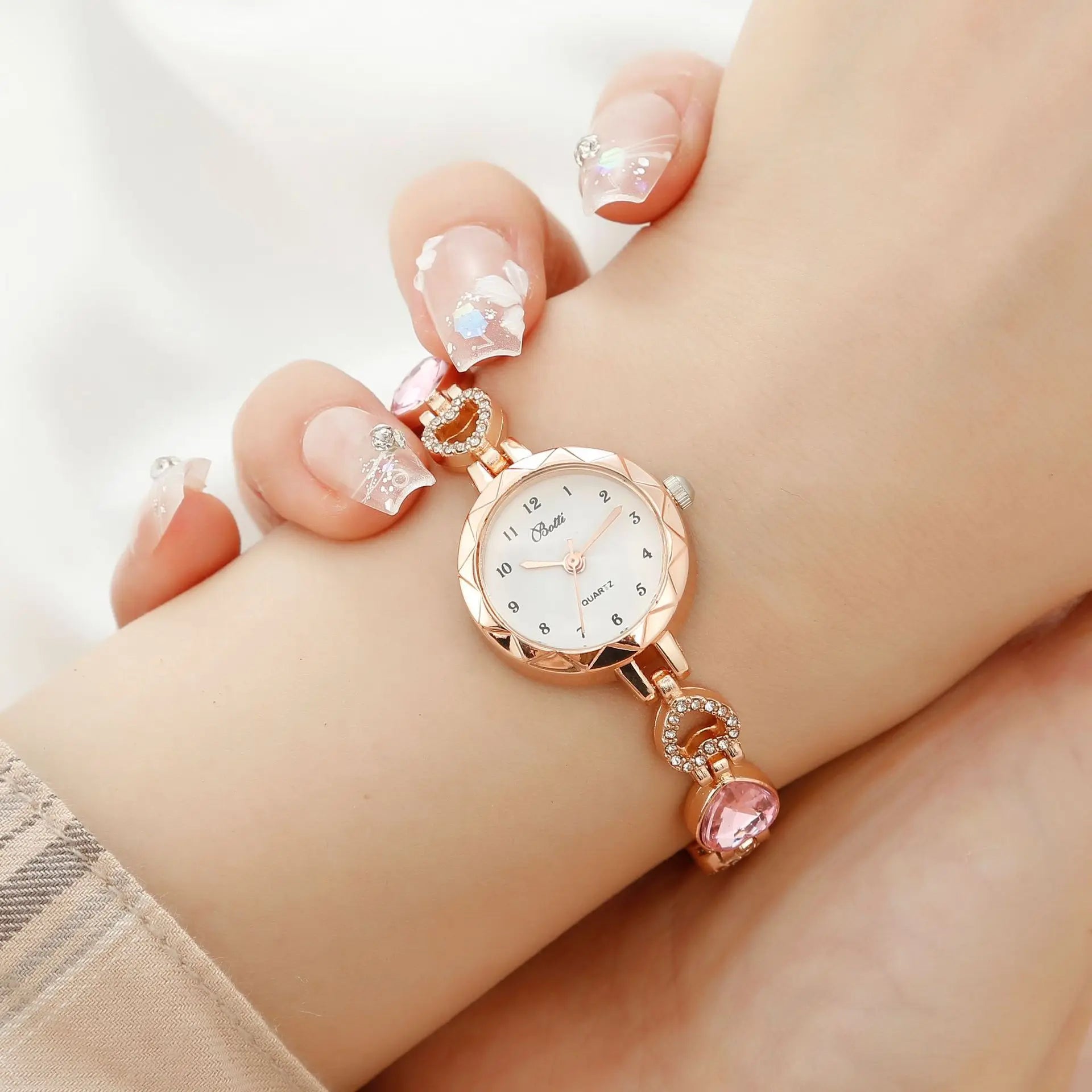 4PCS Set Woman Bracelet Watches New Fashion Luxury Ladies Stainless Steel Wrist Quartz Watch For Valentine's Day Birthday Gifts