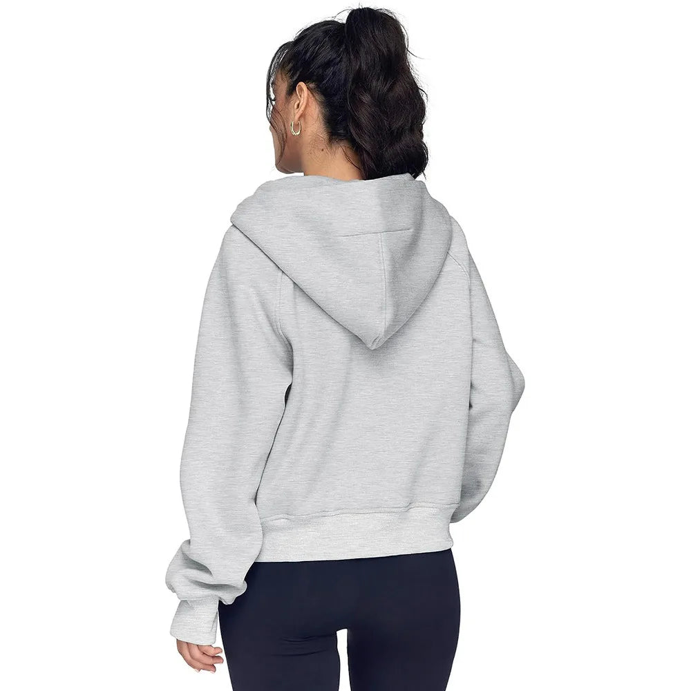 Half Zip Sweatshirts Cropped Hoodies Fleece Womens Quarter Zip Up Pullover Sweaters Fall Outfits 2024 Winter Clothes