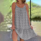 Cross border European and American Summer New Rural Style Big Swing Skirt with Floral Blossoms, Sleeveless Strap, Vest Dress