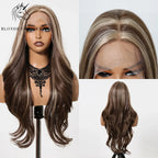 13x6 Lace Front Wig Blonde Wave Synthetic Wigs for Women Daily Party Cosplay Use Heat Resistant Fiber Hair