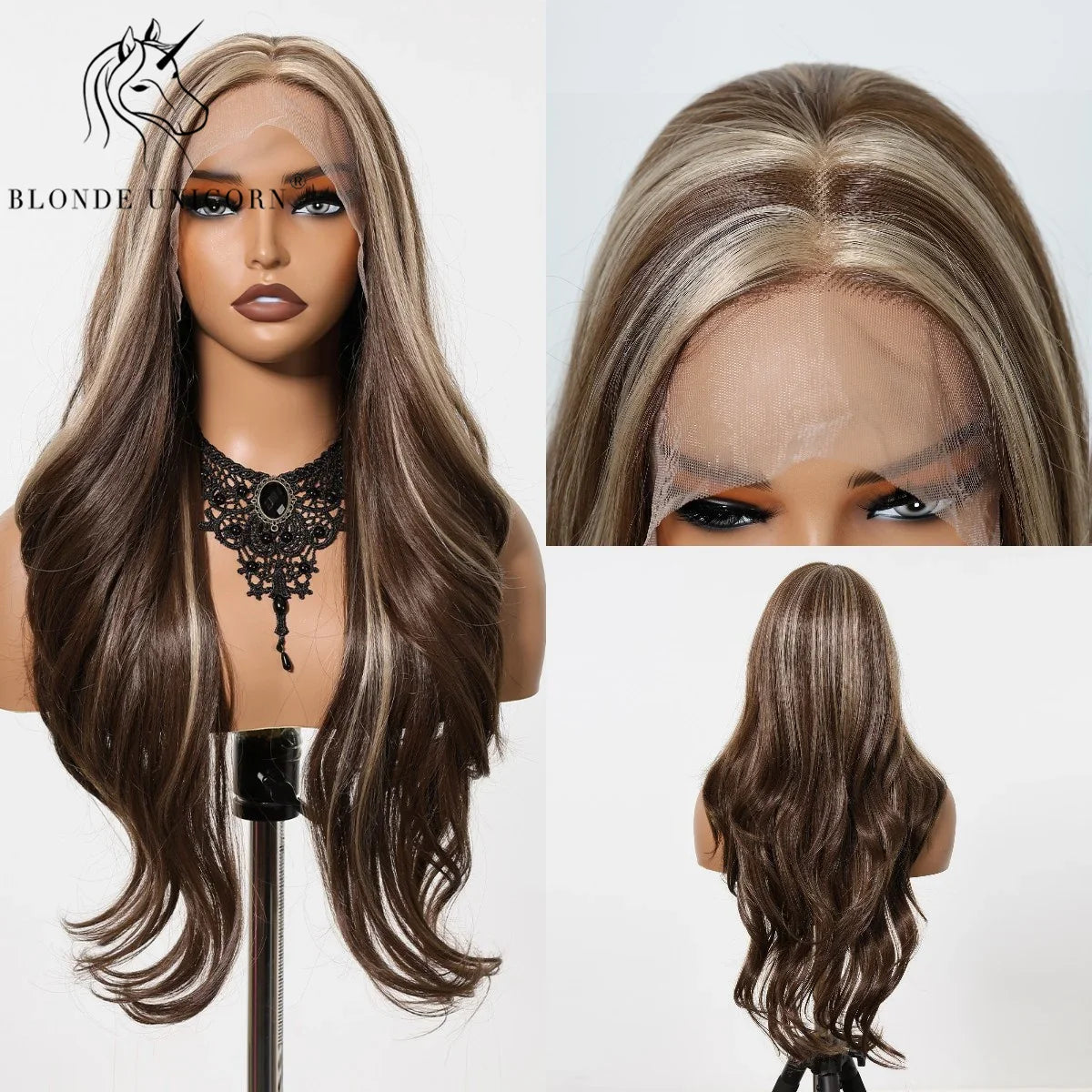 13x6 Lace Front Wig Blonde Wave Synthetic Wigs for Women Daily Party Cosplay Use Heat Resistant Fiber Hair