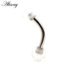 Alisouy 2PCS 14G Stainess Steel 5mm Stone Ball Eyebrow Curved Barbell Lip Ring Snug Daith Helix Earrings Body Piercing Jewelry