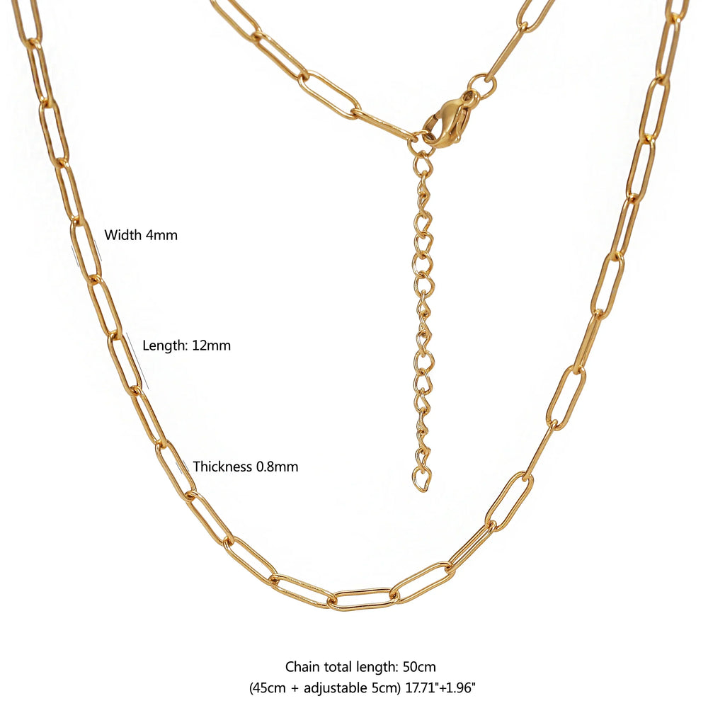 5pcs 45+5cm plated Gold Stainless Steel Link Chains Oval Bulk Necklaces Jewelry Adjustable Chains Wholesale Chokers DIY Crafts