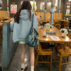 Brown Zip Up Hoodie Women 2023 Autumn Lattice stitching Long Sleeve Casual Oversized Sweatshirt Solid Jacket Women Clothing