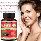 Elderberry Capsules - Rich in Vitamins - Supports Antioxidant, Immune System Health, Non-GMO,Dietary Supplement