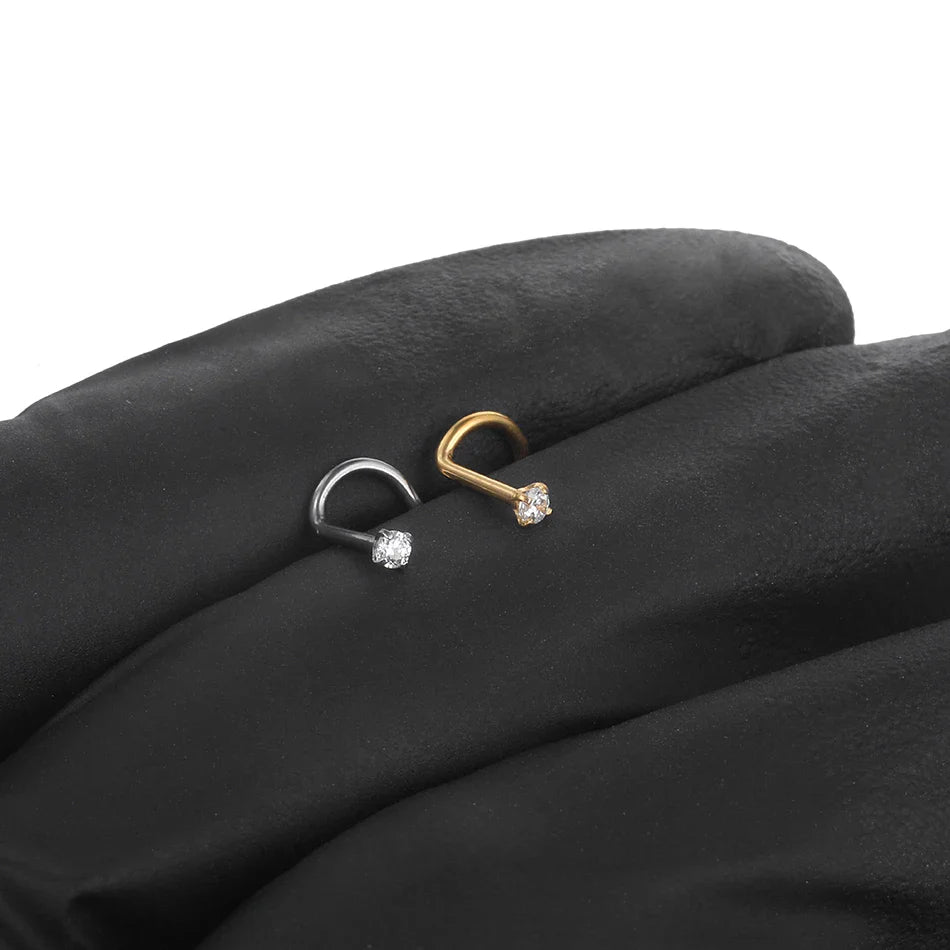 1PC Titanium 18G /20G 1.5/2/2.5/3mm Zircon Gem Nose Stud Piercing Screw Prong CZ Nostril Earring Nariz Piercings Sexy Jewelry