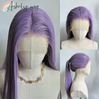 Ashely Light Purple Wig Special Grey-purple Lace Front Wigs 26inch long straight 13*4 Synthetic Lace Wigs for Cosplay Daily Use