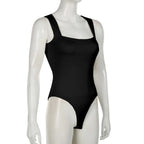 Darlingaga Casual Square Neck Fitness Summer Bodysuit Women Sleeveless Solid Basic One Piece Bodies Sporty Sexy Rompers Outfits