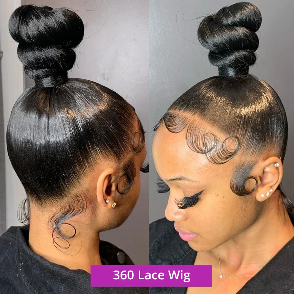 360 Full Lace Human Hair Wig Bone Straight Lace Front Wig 13x4 HD Transparent Lace Frontal Wig For Women Preplucked 250% Density