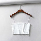 2022 Summer Women's Crop Top Sexy Elastic Cotton Camis sleeveless Short Tank Top Bar
