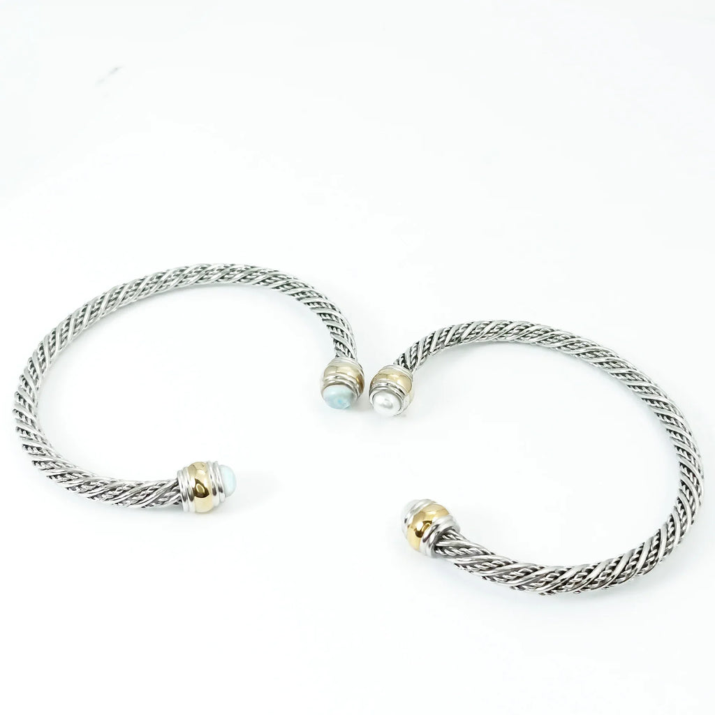 1PC Cable Bracelet for Women Gemstone Open Cuff Bracelet Bangle Bracelet Pearl Bracelet for Girls Best Gift for Women Friend