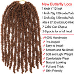 Butterfly Locs Crochet Hair 12 inch Handmade Butterfly Soft Locs Crochet Hair Extensions Synthetic Braiding Hair 12Strands/pack