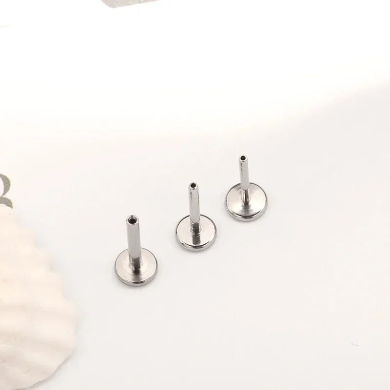 10pcs/lot ASTM F136 Titanium 16G 18G 20G Push In Plug Back Base Stud Earrings Lips Nose Piercing Tragus Body Jewelry Accessories