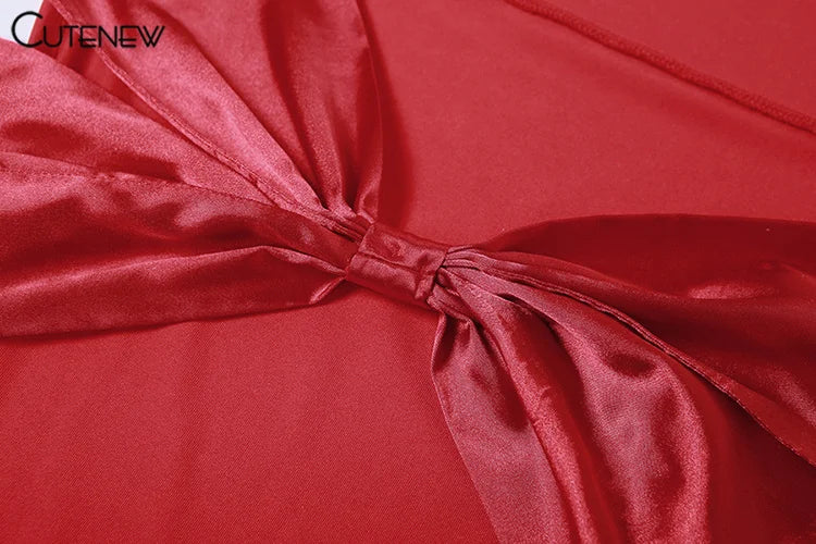 Cutenew Women's Elegant Solid Maxi Dress Sexy Halter Spaghetti Lady Long Dresses Bowknot Lace-up Girl Backless Female Party Robe