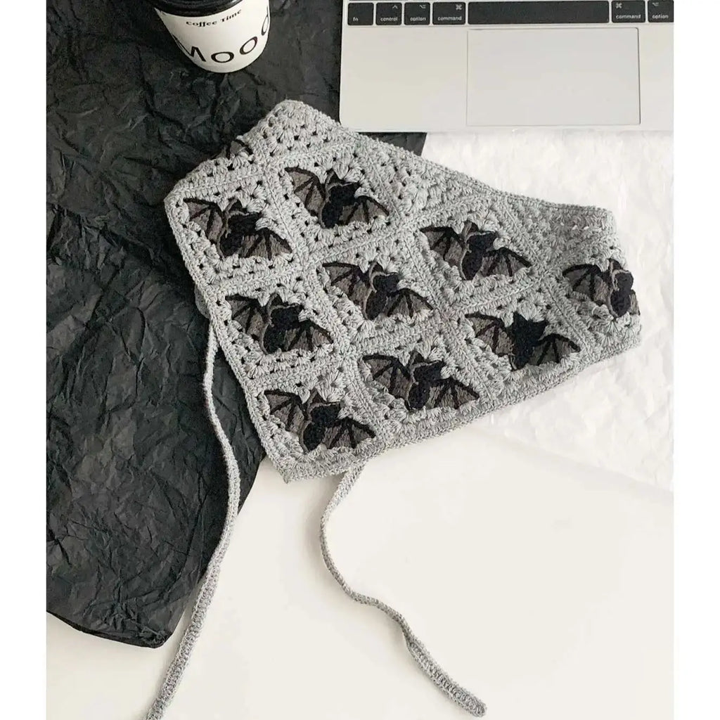 Halloween Costume Skeleton Ghost Bat Spider Web Personalized Knitted Crochet Headband Female Photo Photo Triangle Scarf Trendy