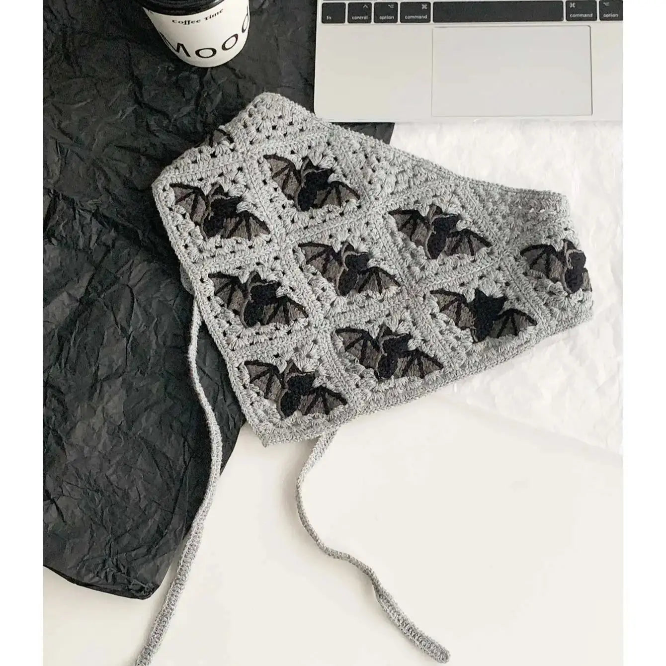 Halloween Costume Skeleton Ghost Bat Spider Web Personalized Knitted Crochet Headband Female Photo Photo Triangle Scarf Trendy