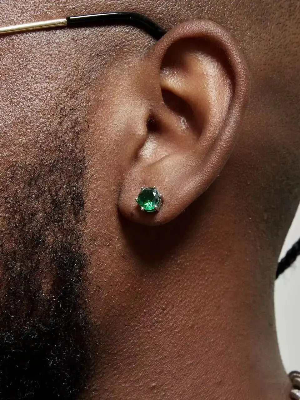 1PCS Green Crystal Zircon Earrings For Men Retro Hip Hop Jewelry Women Earrings Trendy Accessories Gift Dropshipping