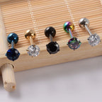 2PCS Anti-Allergy Surgical Steel  Prong Zircon Tongue Barbell Piercings Ball Tongue Barbell Rings Fashion Piercing Jewelry