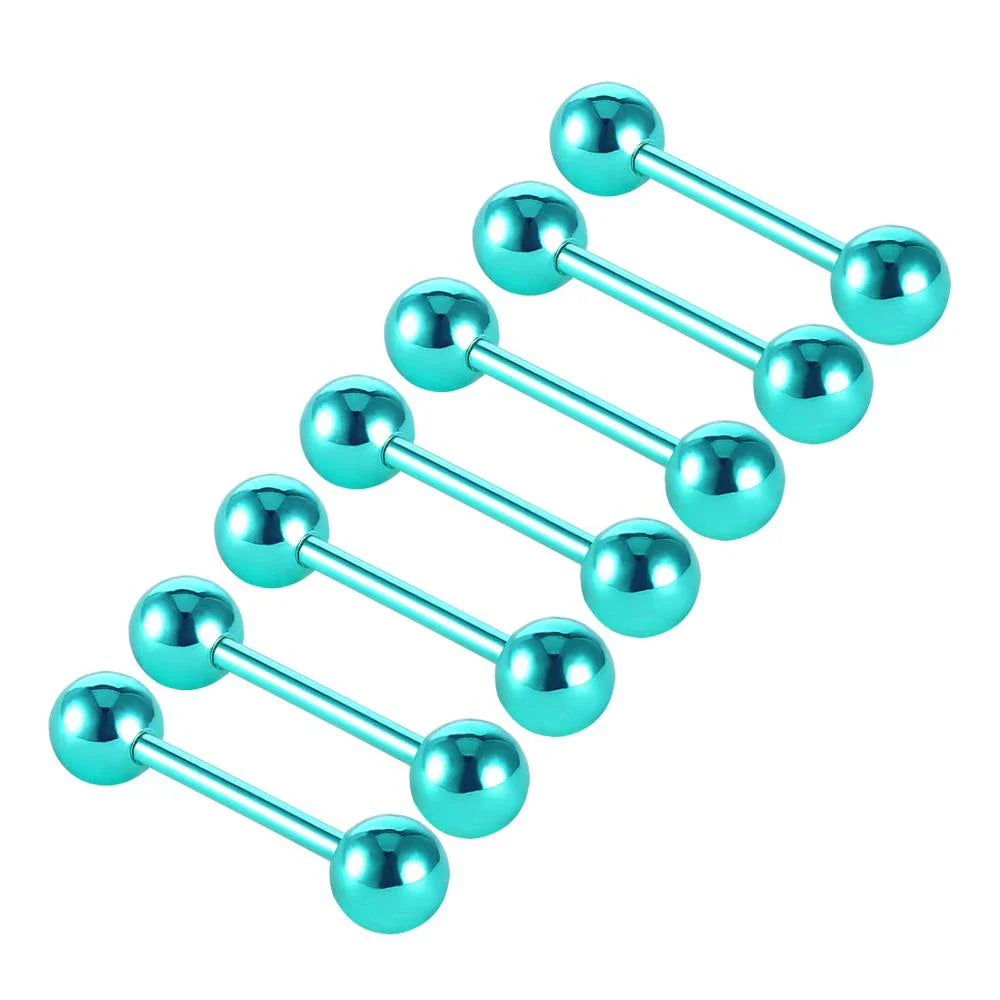 7pcs/lot Titanium Plated Piercing Tongue Rings Bars Girls 14G Tongue Piercing Barbells Stainless Steel Body Jewelry SD84