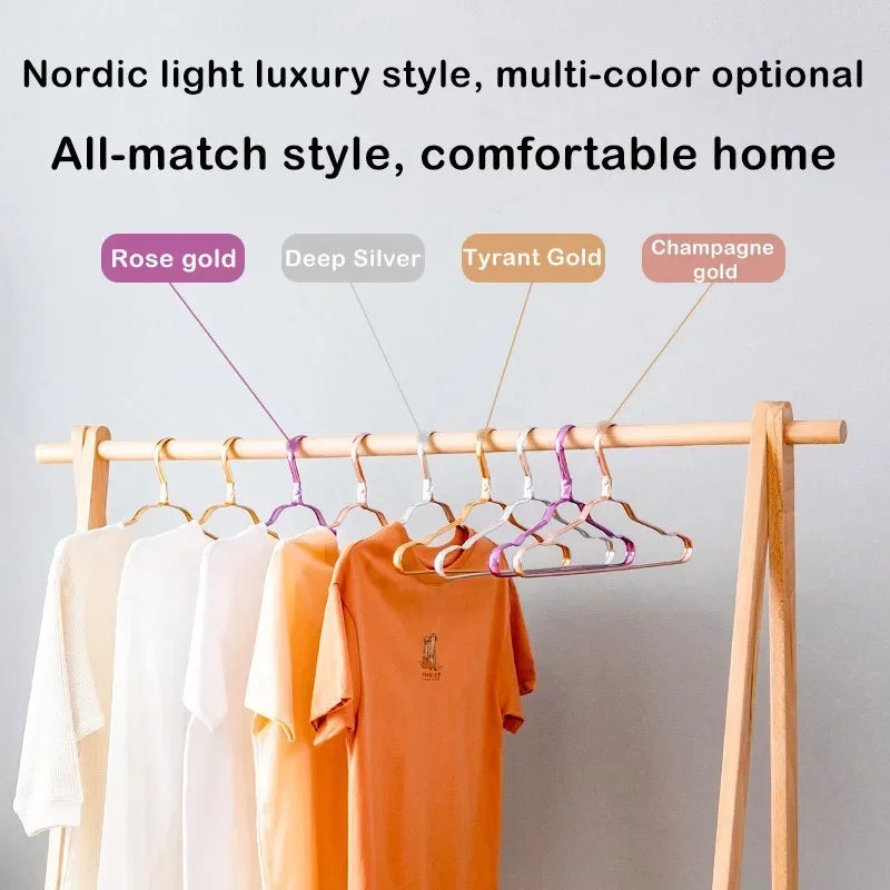 10pcs Aluminum Alloy Clothing Hanger Golden Durable Domestic Coat Supplies Organizer Wardrobe Organizer Clothing Storage Rack