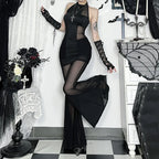 American Fashion Gothic Style Mesh Black Silk Sexy Trousers Suit Women's Summer Street Hip-hop Y2K Black Flared Pants
