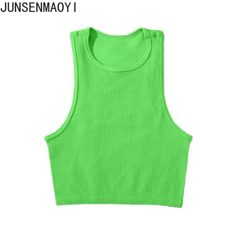 DIY Print Customize Sleeveless Vest Women's Summer High Waist Short Crop Top Fitness Running Yoga Clothes Slim Fast Dry Clothes