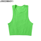 DIY Print Customize Sleeveless Vest Women's Summer High Waist Short Crop Top Fitness Running Yoga Clothes Slim Fast Dry Clothes
