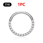1/10Pc Stainless Steel Nose Ring CZ 16G Hinged Septum Clicker Segment Ear Tragus Cartilage Daith Lip Nose Body Piercing Jewelry