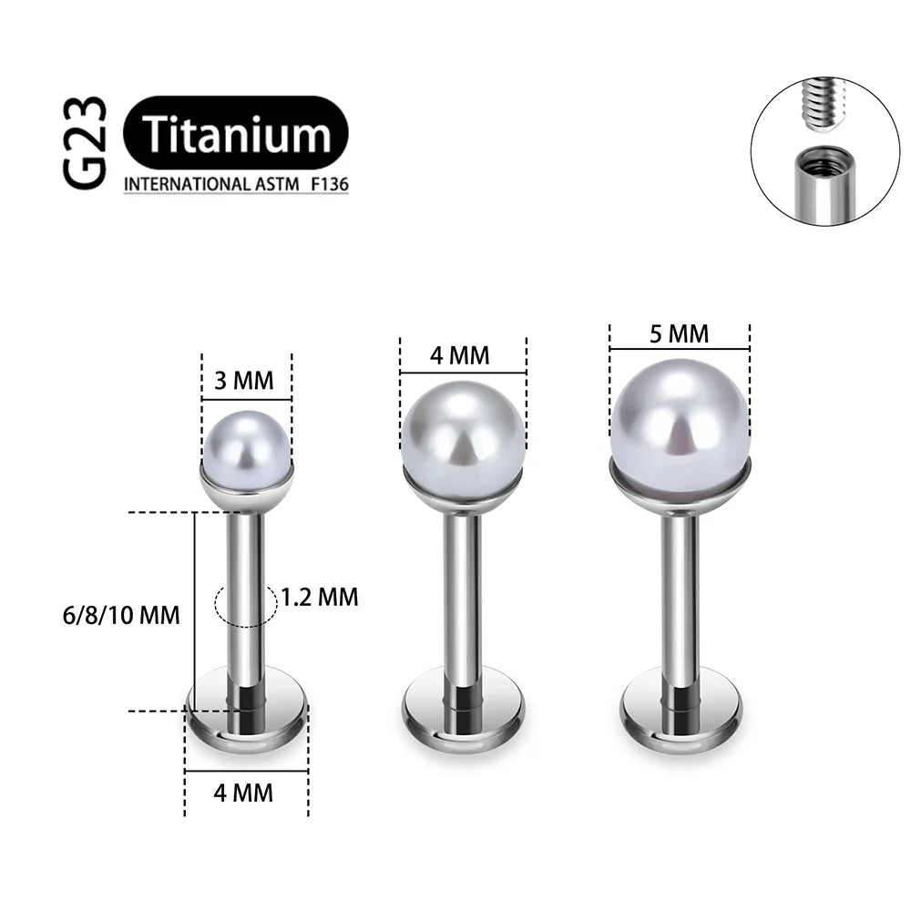 ASTM F136 Titanium 16G Bowl shaped Pearl Earring Helix Tragus Cartilage Stud Earlobe Lip Piercing Jewelry