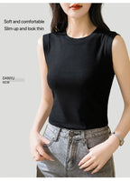 1pcs Spring Summer Women Knitted Tank Tops Girl Thin Tops Lady Basic Casual Tank Tops Round Collar Tees Sleeveless Top M~3XL