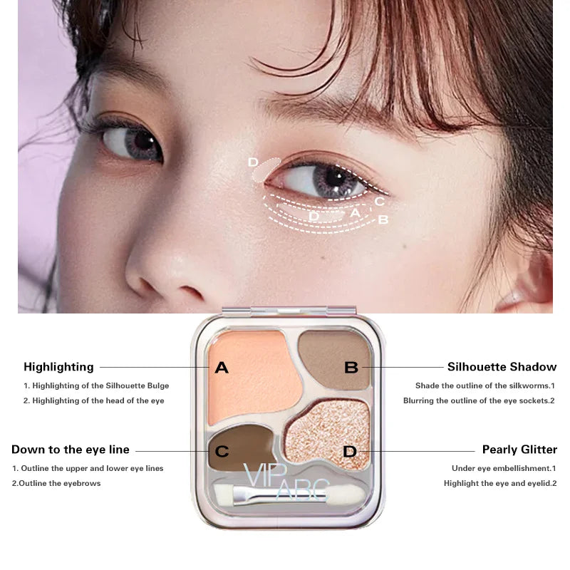4Color Eyeshadow Palette Blush Eyeliner Eyeshadow Highlight Contour Palette Eyes Makeup Cute Beauty Cosmetics