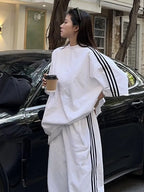 American Street-bombing Leisure Sportswear Suit Female Summer Student Loose Versatile Short-sleeved Trousers Two-piece Suit Tide