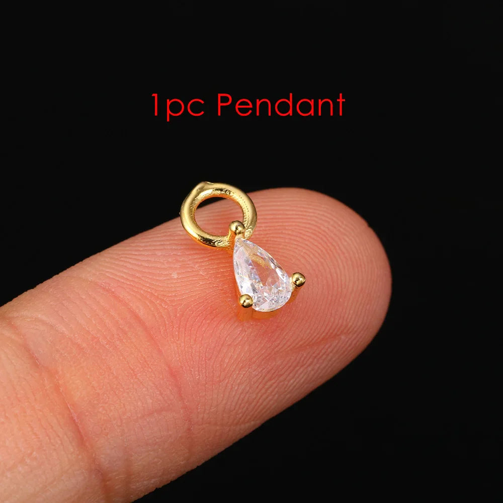 1PC Little Star Moon Snake Crystal Charms Pendant Helix Daith Earrings for Women Hanging Matching Piercing Lobe Tragus Jewelry