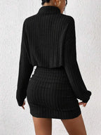 Autumn And Winter Slim Fit Fashionable Long Sleeved High Neck Slim Fit Dress Striped Women's New Dress