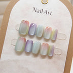 10 Pcs Women Fashion Chic Multicolor Cat Eye Spring Wear on Nail Patch Detachable Nail Patch Dyeing Nail Patch Clear Nail Patch