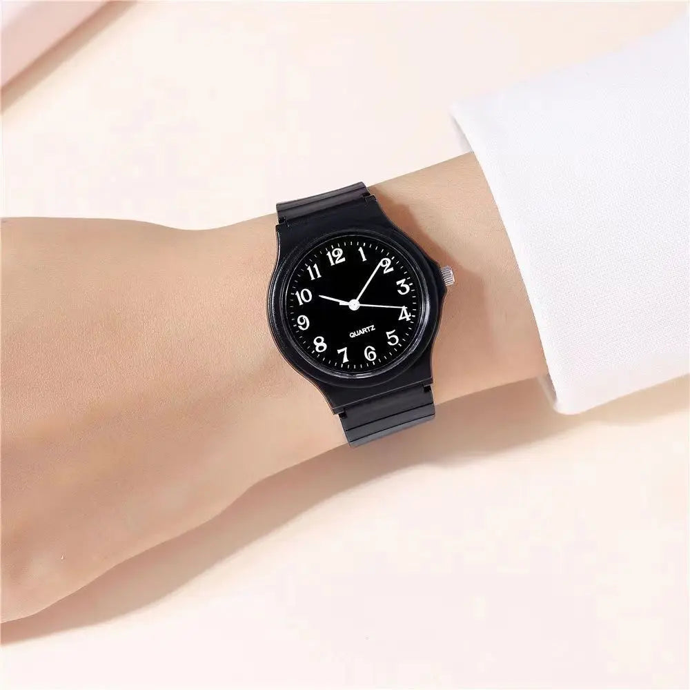 Casual Exam Watch Silicone Strap Simple Women Watch Student Ladies Quartz Wristwatch Waterproof Round Small Dial Clock for Girls