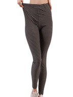 CUHAKCI Female Fitness Leggings Women Print Plaid Leggings Lady Sexy Slim Pencil Pants Push Up Elastic Waist Trousers