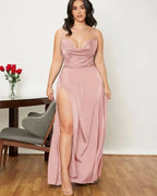 Backless Slimming Long Evening Dress Women Sexy V Neck Sleeveless Gown With Waist Tie For Formal Party Wedding Guest Maxi Dress