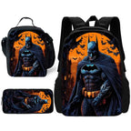 Child Superhero Batmans School Backpack with Lunch Bags ,Pencil Bags ,School Bags for Boys Girls Best Gift
