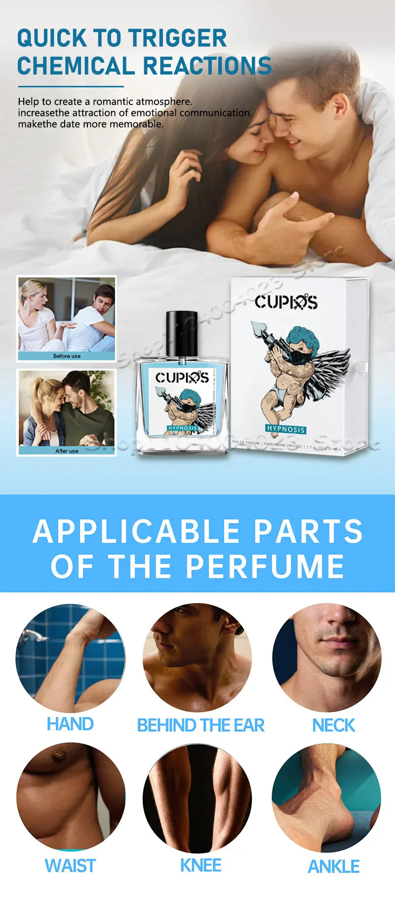 10ML/50ML Cupids Original Hypnosis Pheromone Perfume Infused Cologne For Men Pheromone Perfume For Men Fragrance Attract Women