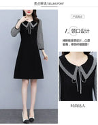2025 New Spring Autumn Wear Temperament Small Flavor Style Slim Skirt Doll Collar Fashion Dress Women