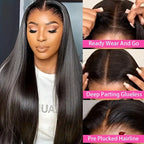 Bone Straight 13x4 Lace Frontal Wig For Women 5x5 Glueless Invisi-Drawstring Black Human Hair Wigs 360 Full Lace Wig Human Hair