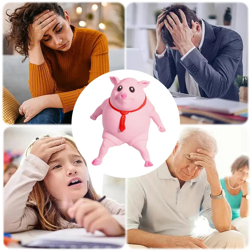 Cartoon Toy Pig Stretch Creative Sensory Toy Rebound Pig Stress Relief Toy Funny Squeeze Soft Pig Toy for Girls Boys